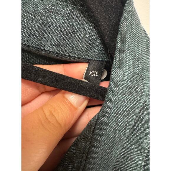 Theory Men's XXL Forest Green Short Sleeve Button Down Linen - Picture 5 of 6